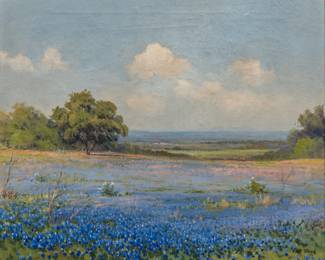 Robert Wood (Amer., 1889-1979), bluebonnet landscape, oil on canvas (Lot 5)