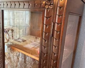 Close up of hand-made curio cabinet.