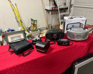 Vivitar binoculars, cameras, boom boxes, Blue Tooth speaker