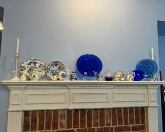 Blue and white plates - Spode England and other patterns.