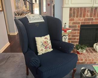 Navy wingback chair