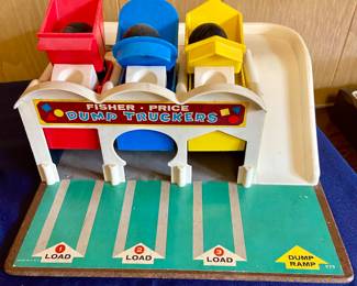 Vintage 1965 Fisher Price Dump Truckers playset with little people 