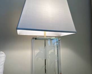 Vintage Signed Etched Lucite Lamp by Fredrick Ramond (2 Available)