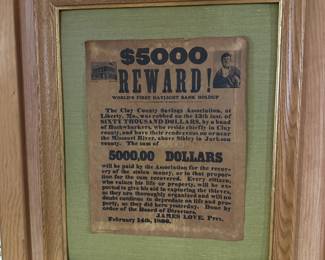 framed $5000 reward poster