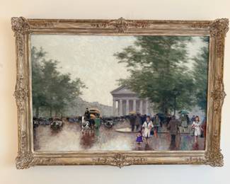 Framed Impressionist Cityscape Painting by André Gisson, Oil on Canvas