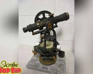 Antique Keuffel Esser Surveyors Transit With Travel Case And Brass Accents