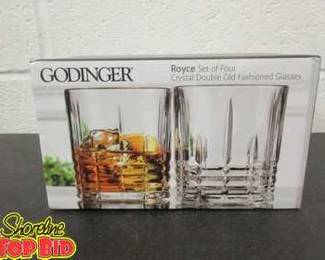 New Set of 4 Godinger Royce Crystal Double OldFashioned Glasses