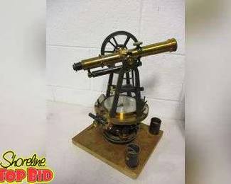 Antique Nov. 13, 1900 Buff Buff Surveyors Transit With Brass 12 inch Scope And Antique Travel Case
