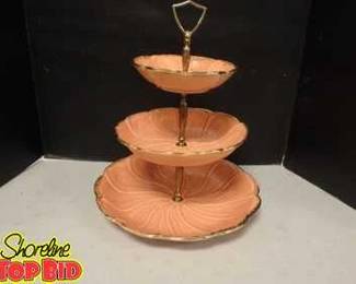 Vintage California Pottery 3 Tier Tidbit Tray