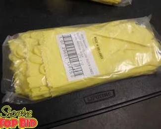 12 Pairs New Gloves, Latex Yellow Flock Lined. Benefits YMCA Camp Pendalouan