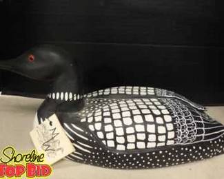 Hand Carved Painted Wooden Loon Bird