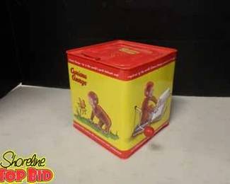 Curious George Jack In The Box Musical Metal Tin With Embossed Graphics Working