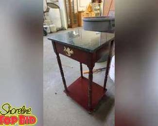 Cherrywood, Marble Top Side Table, Like New