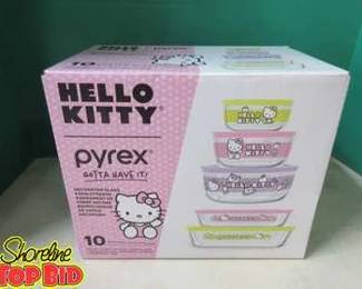 Hello Kitty 10Piece Set Decorated Glass Food Storage Containers  Collectible  New, Unopened