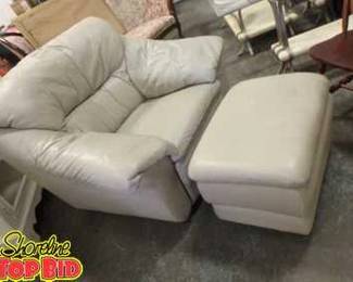 Leather Chair Foot Ottoman, Good Condition