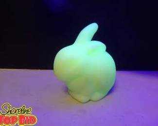 Rare Fenton Uranium Bunny Rabbit Figurine Paperweight