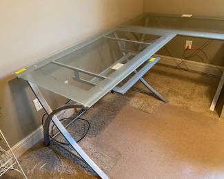 Glass and Chrome 2-Piece Desk