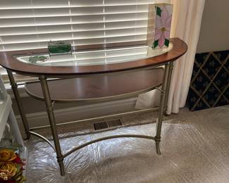 Round Wood & Glass Coffee Table & Sofa Table