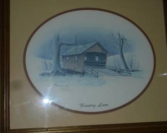 E. Burger  paintings: medium oval matted/framed 'Country Lane' 1982 signed