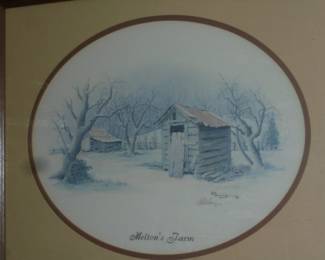 E. Burger  paintings: medium oval matted/framed 'Melton's Place' 1982 signed