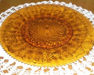 Gold cut glass round tray