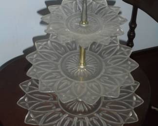 Vintage 3 tier glass serving piece