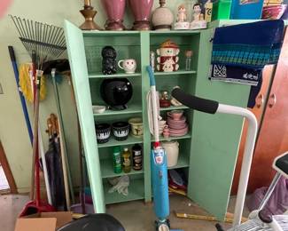 . . . retro cabinet filled with planters and other treasures