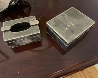 Rare early Japanese sterling inlaid boxes