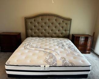 BEAUTYREST KING SIZE BED WITH PADDED HEADBOARD & FRAME