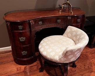 Flame mahogany vanity and stool