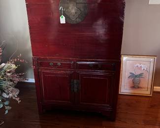 Chinese Red Laquer stack chest