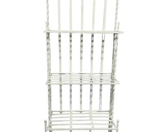 $300 USD     White Wrought Iron Bakers Rack Metal Shelves EK221-94     Create a chic and functional kitchen space with our White Wrought Iron Bakers Rack. Crafted from premium metal, this rack features elegant white wrought iron shelves to display your culinary creations. Effortlessly elevate your cooking experience with this luxurious and timeless piece.
Dimensions: 25.5 x 12 x 69"H
Condition: Good for age.  See photos
Local pick up Merrifield, VA.  Please contact us for shipper suggestions    https://goodbyhello.com/products/white-wrought-iron-bakers-rack-ek221-94?_pos=40&_sid=2469c3f2f&_ss=r