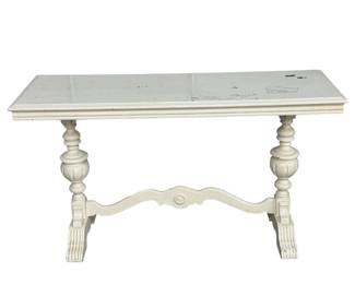 $280 USD      White Distressed Farm Console Table EK221-105    Indulge in rustic elegance with our White Distressed Farm Console Table. Crafted with weathered wood and distressed white finish, this console table exudes charm and sophistication. Perfect for displaying your treasured items in any room, this piece adds an exclusive touch to your home decor.
Dimensions: 54 x 18 x 30"H
Condition: Good condition.   
Local pick up Merrifield, VA.  Please contact us for shipper suggestions     https://goodbyhello.com/products/copy-of-silver-mirrored-one-shelf-console-table-ek221-104?_pos=3&_sid=2469c3f2f&_ss=r