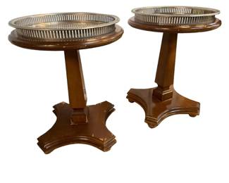 $400 USD     Pair 1900 c French Empire Pedestal Stand Tables Etched Brass Tray Planters EK221-22    Add an elegant touch to your home with this 1900 c French Empire Pedestal Stand. Crafted with a galleried etched brass tray, this stand is perfect for displaying your favorite plants or decor. The sophisticated design evokes the grandeur of the French Empire era.
Dimension: 13 x 13 x 18"H
Condition: Very good condition for age.  A bit of scuffs on base.  Please see photos. 
Local pick up Merrifield, VA.  Contact us for shipper suggestions.      https://goodbyhello.com/products/copy-of-rich-wood-cedar-blanket-hope-chest-bench-ek221-21?_pos=84&_sid=2469c3f2f&_ss=r