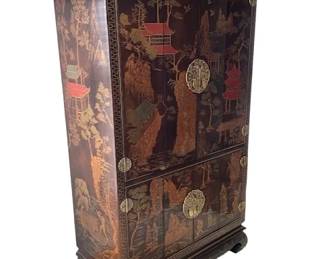$2000 - Henredon Asian Cabinet Chinoiserie Armoire in Brown Wood EK221-84                                                                         Stunning details on the vintage Henredon piece. They made allowance for a TV so the back has a removable panel. All original hard ware perfectly in tact. No chips or dents. Gorgeous condition. Design Plus Gallery presents a Henredon Chinese Style Media Armoire. Condition:  Very good
Dimensions:  40 x 22 x 66"H  
Local pick up Merrifield, VA.  Contact us for shipper suggestions.