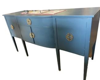 $600 USD     Blue Custom Painted Large Wood Sideboard Server Buffet Cabinet EK221-15   This exquisite Blue Custom Painted Large Wood Sideboard Server is the perfect statement piece for any dining or living space. The hand-painted blue finish adds a touch of luxury and sophistication, while the spacious storage area provides both style and function. Elevate your home with this exclusive piece.
Dimensions: 89 x 26 x 39"H
Condition: Very good condition.
Local pick up Merrifield, VA.  Contact us for shipper suggestions.    https://goodbyhello.com/products/copy-of-sidewalk-sam-original-painting-dog-ek221-14?_pos=74&_sid=2469c3f2f&_ss=r
