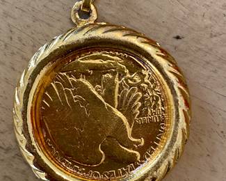 $48 Liberty Coin 1984 in gold plated rope bezel