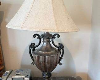 $ 80 Pair of silver/ black lamps 35H
