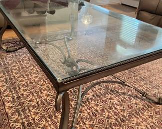 $90 Coffee table Glass and wrought iron 53W x  32D x  20H