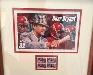 #3 $24 Framed Bear Bryant picture and stamps 1997
