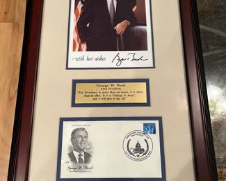 #6 $325 autographed George W. Bush framed picture on plaque 