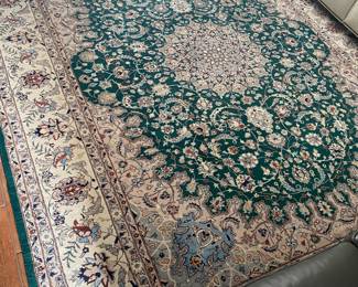 #5 - $800 - Green Persian rug Green Rug 12'x110"W