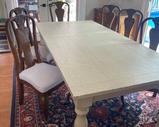 17A -  NOW $450 - White washed dining table -84"L w/leaf (leaf 18") x30"Hx42"W