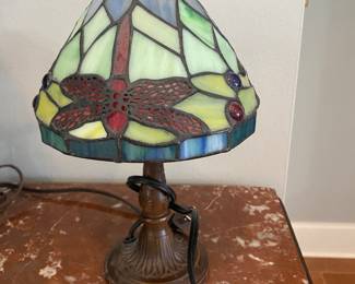 #12 - $36 - Stained Glass Lamp 12"Hx7"W Dragon Fly