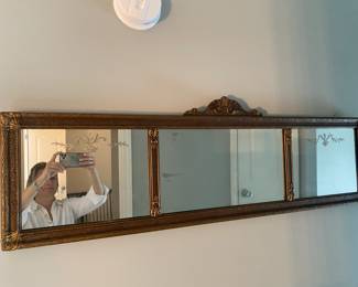 #43 - $80 -Antique Art Deco Plaster Guilt Mirror 48"Lx15"W
