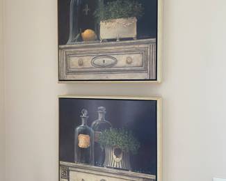 #20 - $80 - Pair French Panel Prints  signed Arnie R. Frick. 19"sq 'Art in Motion'