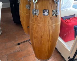 #78 - $1200 - Vintage Gon Bops of California set of Congas with travel cases 