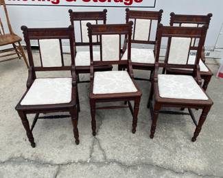 #59 - $375 - 6 East Lake Dining Chairs with burlwood. 