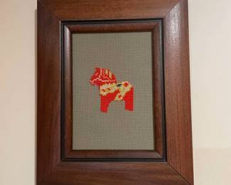 Dala Horse Framed Cross Stitch
