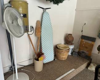 Fan, Ironing Table, Cleaning Supplies, Baskets